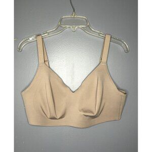 Comfelie Bra Womens Large Beige Wireless Seamless V Adjustable Straps Stretchy